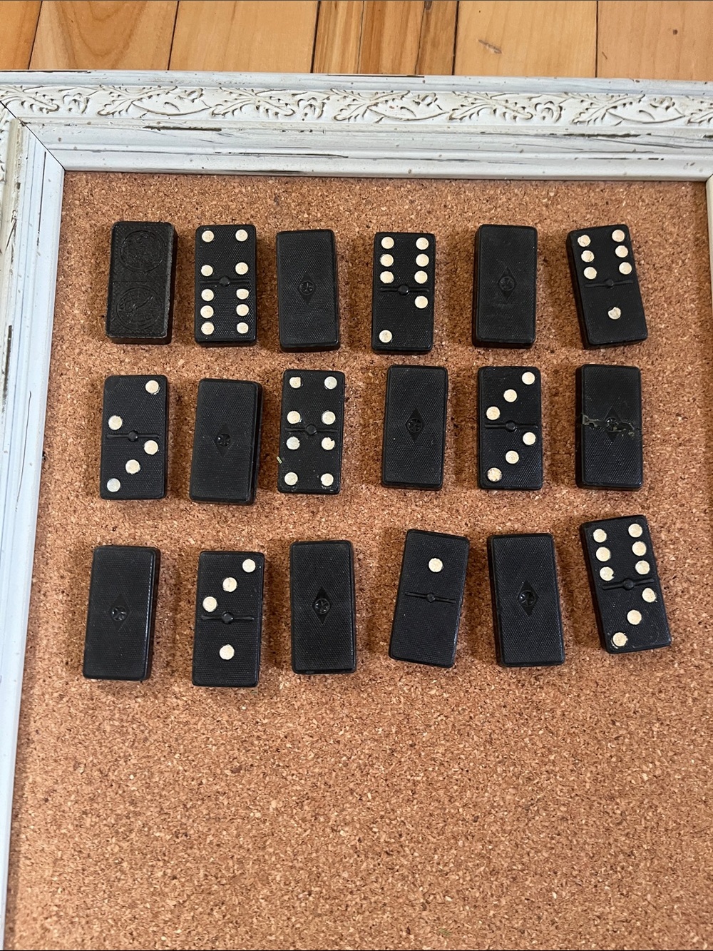 Vintage Black Domino Set with Cream Dots
